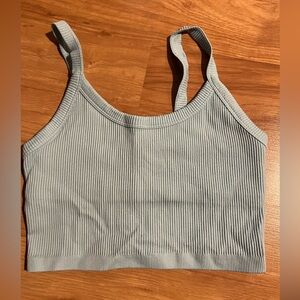 Light Blue Ribbed Cropped Tank Top